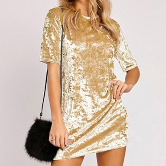 Crushed Velvet Mini Dress - Picture 1 of 5
